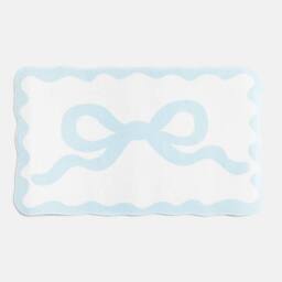OHS Bow Velvet Bath Mat Soft Absorbent Shower Rug in Blue - thumbnail 3