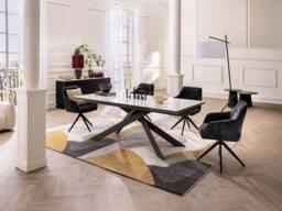 Vente-unique 8 - 12 Seater Extendable Dining Table In Ceramic, Tempered Glass, and in Grey