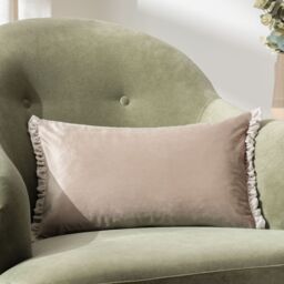 Wylder Tilly Velvet Frill Reversible Cushion in Beige - Size: 30 cm x 50 cm - thumbnail 1