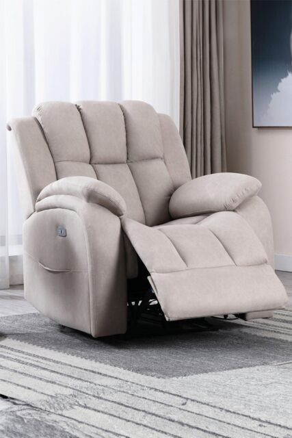 More4Homes Brookline Electric Technology Fabric Auto Recliner USB Lounge Chair in Cream - image 1