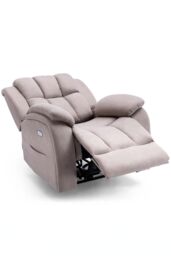 More4Homes Brookline Electric Technology Fabric Auto Recliner USB Lounge Chair in Cream - thumbnail 3