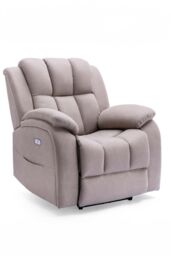 More4Homes Brookline Electric Technology Fabric Auto Recliner USB Lounge Chair in Cream - thumbnail 2