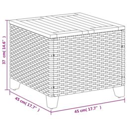 Berkfield Home Garden Table Grey 45x45x37 cm Poly Rattan Acacia Wood - Size: 45 x 45 x 37 cm - thumbnail 9