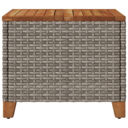 Berkfield Home Garden Table Grey 45x45x37 cm Poly Rattan Acacia Wood - Size: 45 x 45 x 37 cm - thumbnail 7