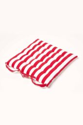 Homescapes Seat Pad Luxury Cotton Red Striped Indoor Outdoor Garden Cushion, 40cm - thumbnail 2