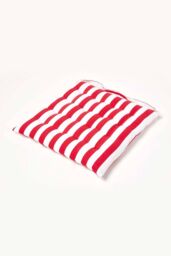 Homescapes Seat Pad Luxury Cotton Red Striped Indoor Outdoor Garden Cushion, 40cm