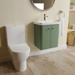 Balterley Wall Hung 2 Door Bathroom Vanity Unit, Tap & Toilet Pack, Green, 479mm in Green - thumbnail 4