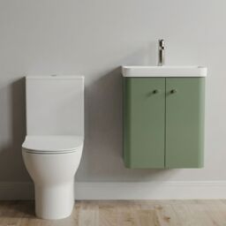 Balterley Wall Hung 2 Door Bathroom Vanity Unit, Tap & Toilet Pack, Green, 479mm in Green - thumbnail 8