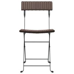 Berkfield Home Beautiful Folding Bistro Chairs 8 pcs Brown Poly Rattan & Steel - thumbnail 4