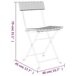 Berkfield Home Beautiful Folding Bistro Chairs 8 pcs Brown Poly Rattan & Steel - thumbnail 9