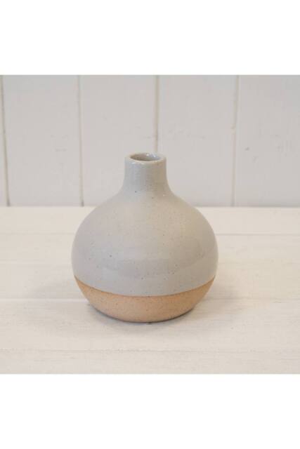 KDMD Taupe Ceramic Glazed Vase with Unglazed Design - image 1