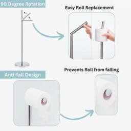 KORVIXA Toilet Roll Holder Anti Slip Bathroom in Silver - thumbnail 4