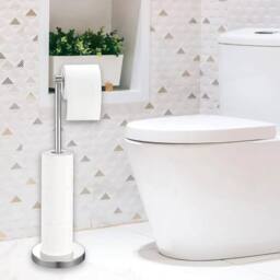 KORVIXA Toilet Roll Holder Anti Slip Bathroom in Silver - thumbnail 5