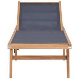 Berkfield Home Folding Sun Lounger with Wheels Solid Teak & Textilene in Brown