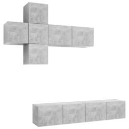 Berkfield Home 7 Piece TV Cabinet Set Concrete Grey Engineered Wood - thumbnail 2