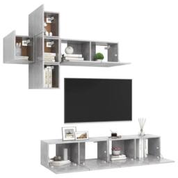 Berkfield Home 7 Piece TV Cabinet Set Concrete Grey Engineered Wood - thumbnail 3