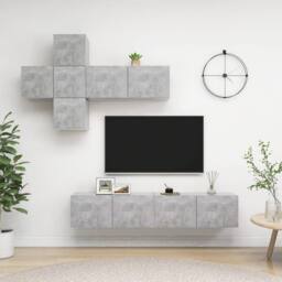 Berkfield Home 7 Piece TV Cabinet Set Concrete Grey Engineered Wood - thumbnail 1