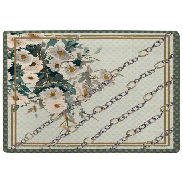 Benjamin Tate Design Flowers & Chain Links Rug in Natural - Size: Large - image 1