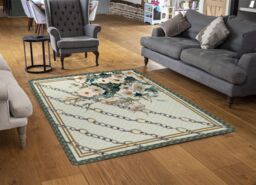 Benjamin Tate Design Flowers & Chain Links Rug in Natural - Size: Large - thumbnail 2