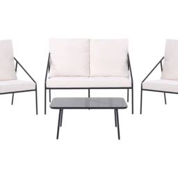 Wyld and Coco Black Metal Outdoor 4-Seater Set with Removable Covers - thumbnail 2