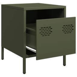 Berkfield Home Timeless Bedside Cabinets¬†2 pcs Olive Green 35x39x43.5 cm Steel - thumbnail 4