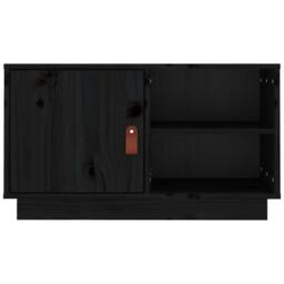 Berkfield Home TV Cabinet Black 70x34x40 cm Solid Wood Pine - Size: 70 x 34 x 40 cm - thumbnail 6