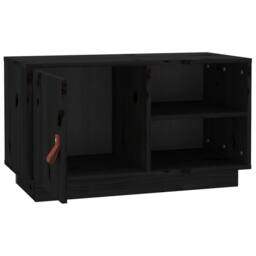 Berkfield Home TV Cabinet Black 70x34x40 cm Solid Wood Pine - Size: 70 x 34 x 40 cm - thumbnail 7