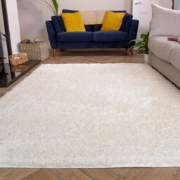 Kukoon Soft Fluffy Thick Pile Shaggy Area Rug, Living Room Bedroom Carpet Runner in Cream - Size: 60 cm x 110 cm - thumbnail 1