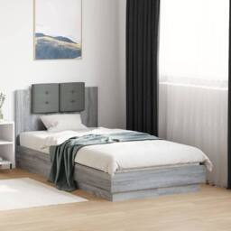 Berkfield Home Bed Frame without Mattress Grey Sonoma 75x190 cm Small Single - thumbnail 2