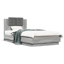 Berkfield Home Bed Frame without Mattress Grey Sonoma 75x190 cm Small Single - thumbnail 1