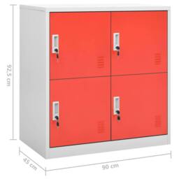 Berkfield Home Locker Cabinets 2 pcs Light Grey & Red 90x45x92.5 cm Steel - thumbnail 8