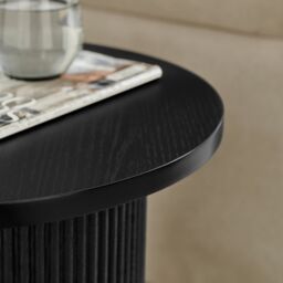 FurnitureboxUK Penrose Round Wooden Pedestal Side Table in Black - thumbnail 4