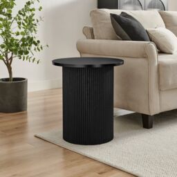 FurnitureboxUK Penrose Round Wooden Pedestal Side Table in Black - thumbnail 3