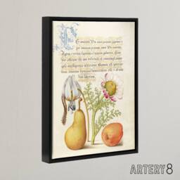 "Artery8 Caterpillar Flowers & Fruit Calligraphy Framed Canvas Wall Art Print - Size: W12"" x H16""" - thumbnail 2