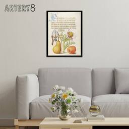 "Artery8 Caterpillar Flowers & Fruit Calligraphy Framed Canvas Wall Art Print - Size: W12"" x H16""" - thumbnail 3