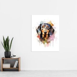 "Artery8 Wall Art Print Shorthaired Dachshund Lovers Gift Watercolour Pet Portrait Painting Artwork Poster - Size: W18"" x H24""" - thumbnail 4