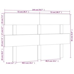 Berkfield Home Bed Headboard Grey 144x3x81 cm Solid Wood Pine - Size: 144 x 3 x 81 cm - thumbnail 6