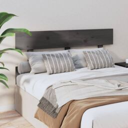 Berkfield Home Bed Headboard Grey 144x3x81 cm Solid Wood Pine - Size: 144 x 3 x 81 cm - thumbnail 4