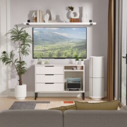 Ready Assembled 2 U Menai 3 Drawer TV Unit (Ready Assembled) in Taupe - thumbnail 1