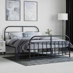 Berkfield Home Metal Bed Frame with Headboard & Footboard Black 140x200 cm - thumbnail 4