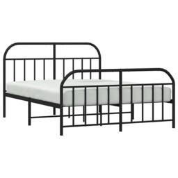 Berkfield Home Metal Bed Frame with Headboard & Footboard Black 140x200 cm - thumbnail 5