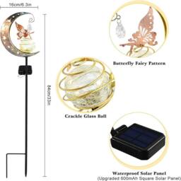 SPETLEK Fairy Garden LED Solar Lights Outdoor Patio Lighting Moon Stake in Yellow - thumbnail 2
