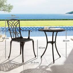 Wyld Haus Haloco 3 Piece Bronze Tone Cast Aluminium Bistro Set 2 Armchairs - thumbnail 3