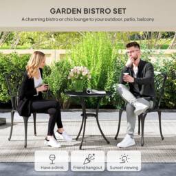Wyld Haus Haloco 3 Piece Bronze Tone Cast Aluminium Bistro Set 2 Armchairs - thumbnail 4