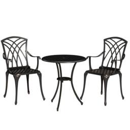 Wyld Haus Haloco 3 Piece Bronze Tone Cast Aluminium Bistro Set 2 Armchairs - thumbnail 2