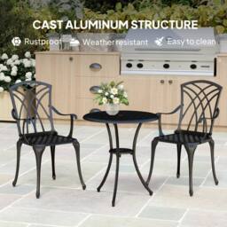 Wyld Haus Haloco 3 Piece Bronze Tone Cast Aluminium Bistro Set 2 Armchairs - thumbnail 5