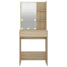Berkfield Home Dressing Table with LED Sonoma Oak 60x40x140 cm in Light Tan - Size: 60 x 40 x 140 cm - thumbnail 5