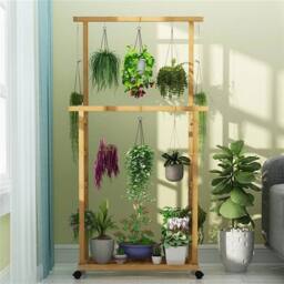 Kelvenix Rolling Bamboo Clothes Rail in Natural - thumbnail 5