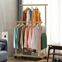 Kelvenix Rolling Bamboo Clothes Rail in Natural - thumbnail 4