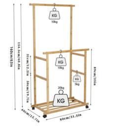 Kelvenix Rolling Bamboo Clothes Rail in Natural - thumbnail 2